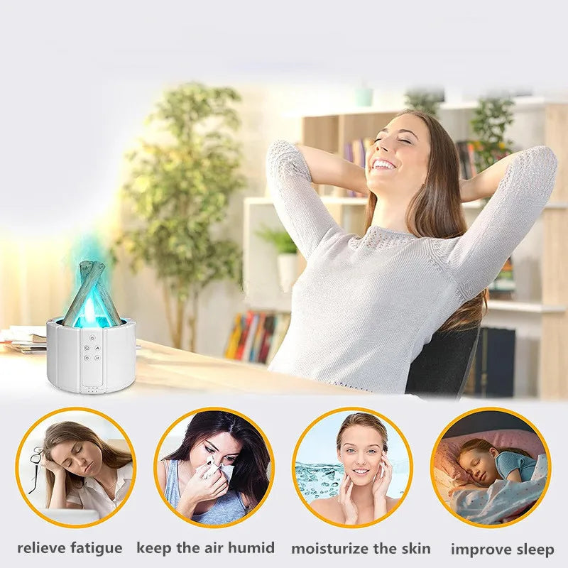 ๐ฅ Simulated Flame Aroma Diffuser โ Ultrasonic Campfire Humidifier with LED Lights & Remote