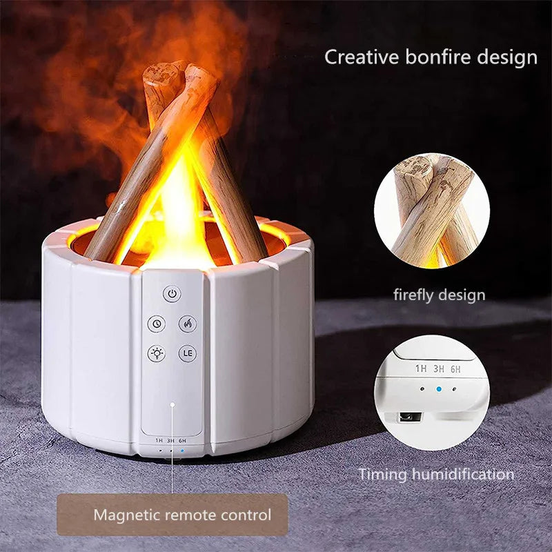๐ฅ Simulated Flame Aroma Diffuser โ Ultrasonic Campfire Humidifier with LED Lights & Remote