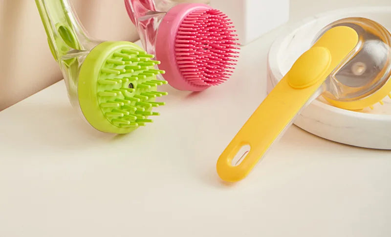 πΎ Long Handle Silicone Pet Bathing Brush β Gentle Grooming & Massage for Cats & Dogs