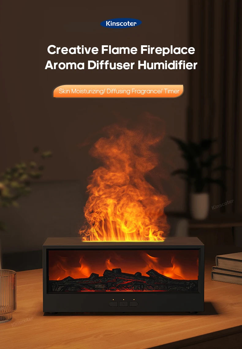 ๐ฅ Fireplace Flame Essential Oil Diffuser โ LED Humidifier with Remote