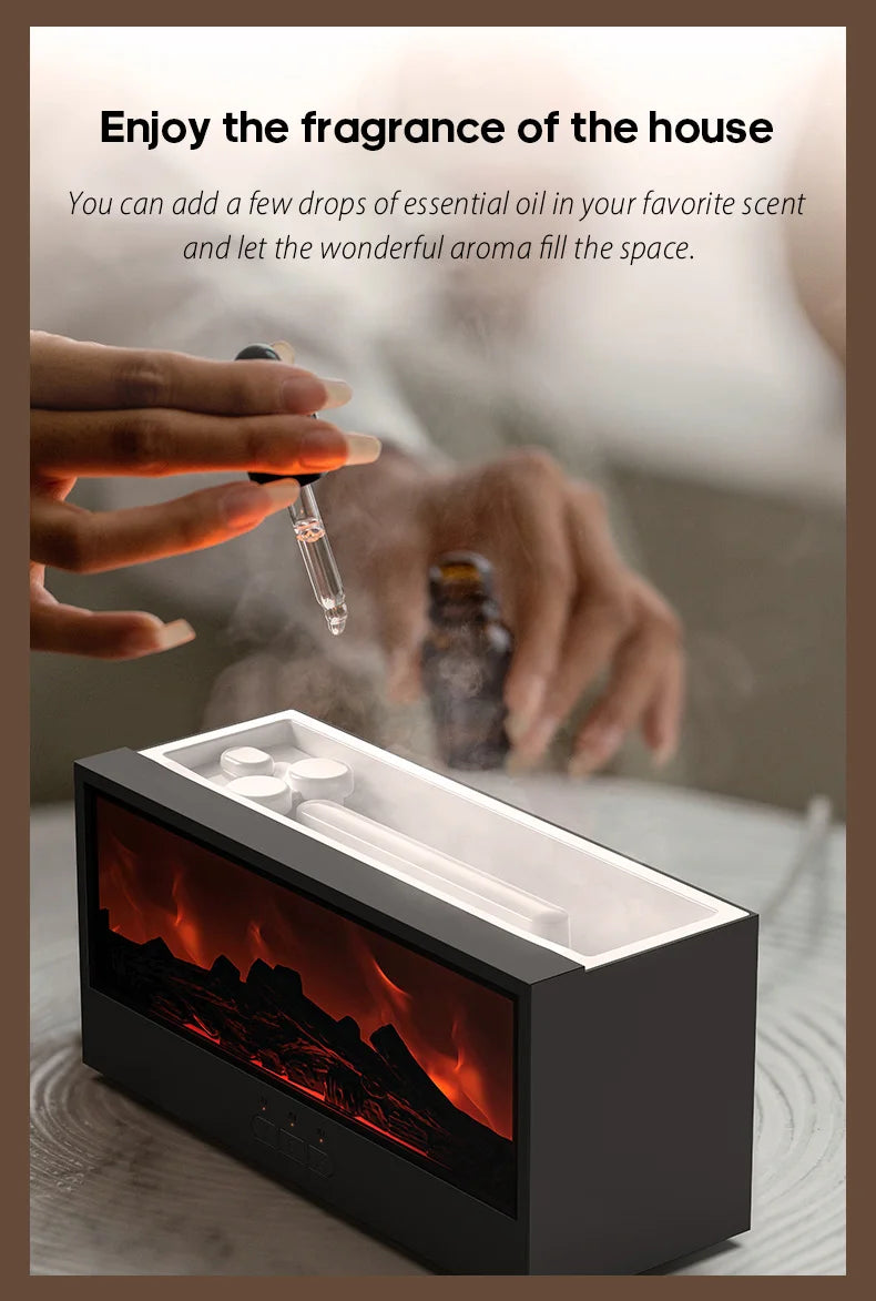 ๐ฅ Fireplace Flame Essential Oil Diffuser โ LED Humidifier with Remote
