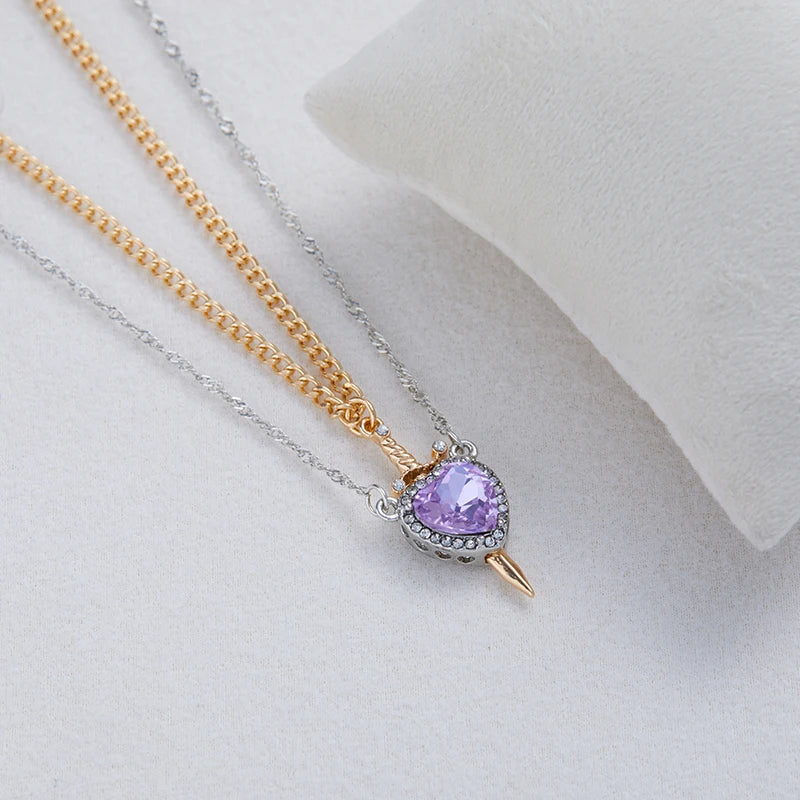 ❤️⚔️ Heart & Sword Couple Necklace – Matching Pendant Jewelry