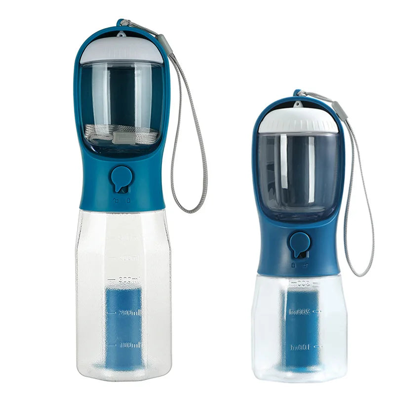 πΎ 3-in-1 Portable Pet Travel Bottle β Water, Food & Waste Bag Dispenser for Cats & Dogs
