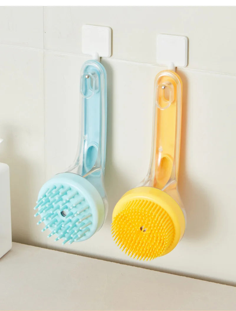 πΎ Long Handle Silicone Pet Bathing Brush β Gentle Grooming & Massage for Cats & Dogs