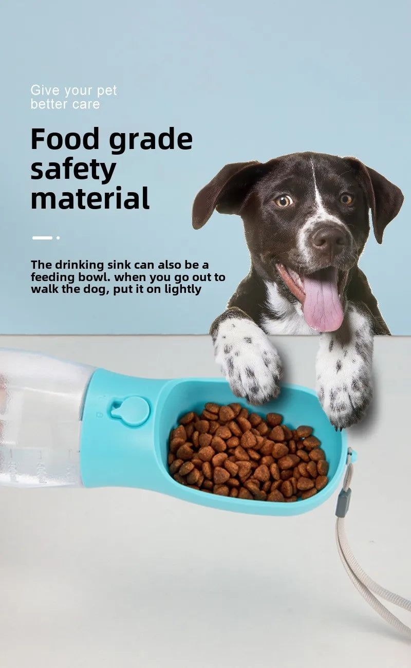 πΎ 3-in-1 Portable Pet Travel Bottle β Water, Food & Waste Bag Dispenser for Cats & Dogs