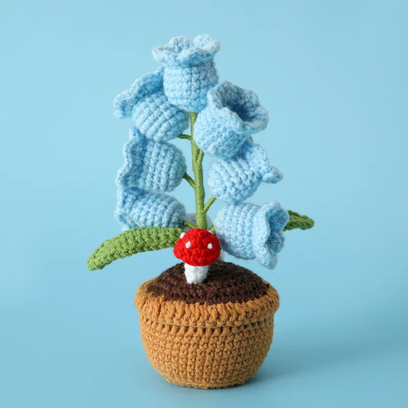 ✨ Handmade Crochet Lily of the Valley Light – Cozy Floral Glow with Mushroom Accent