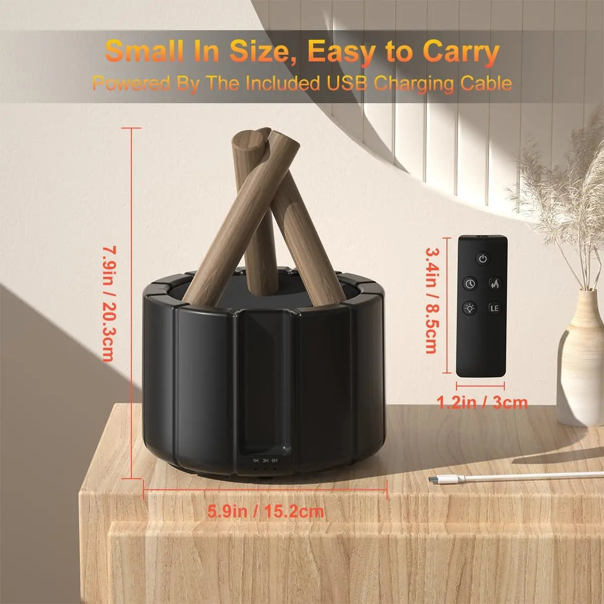 ๐ฅ Simulated Flame Aroma Diffuser โ Ultrasonic Campfire Humidifier with LED Lights & Remote