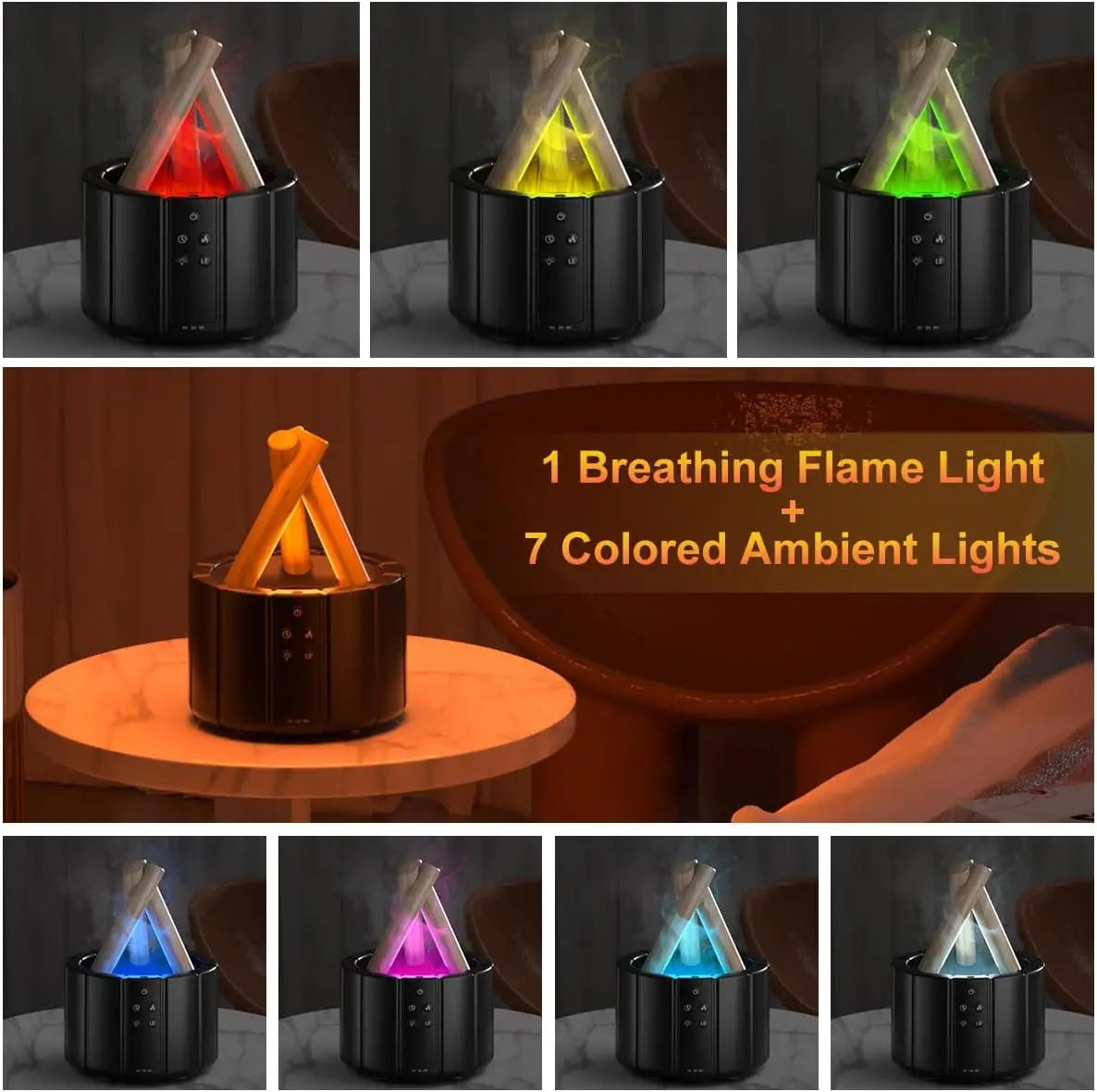 ๐ฅ Simulated Flame Aroma Diffuser โ Ultrasonic Campfire Humidifier with LED Lights & Remote
