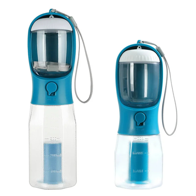 πΎ 3-in-1 Portable Pet Travel Bottle β Water, Food & Waste Bag Dispenser for Cats & Dogs