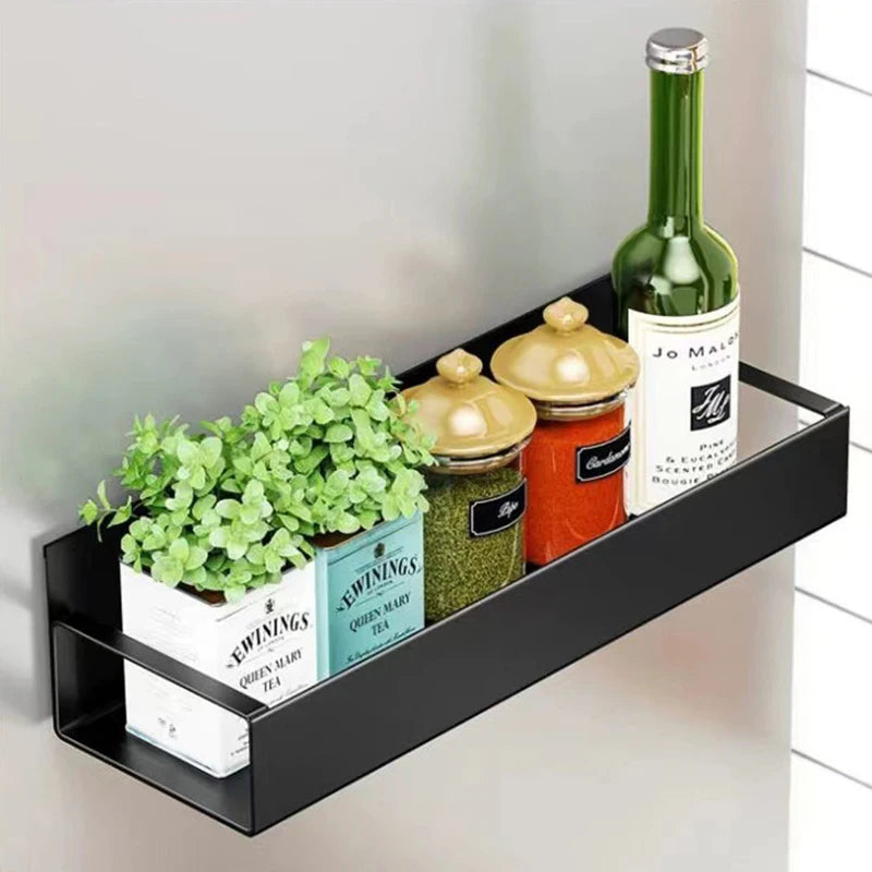 🧂 Magnetic Refrigerator Organizer – Adjustable Side-Mounted Spice Rack with Hooks
