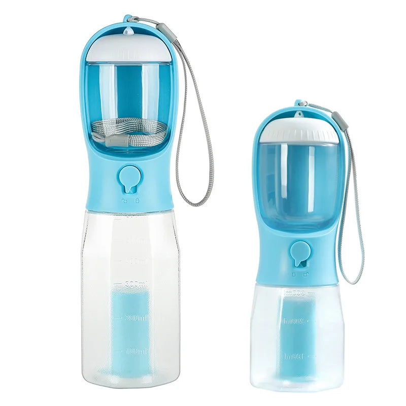 πΎ 3-in-1 Portable Pet Travel Bottle β Water, Food & Waste Bag Dispenser for Cats & Dogs