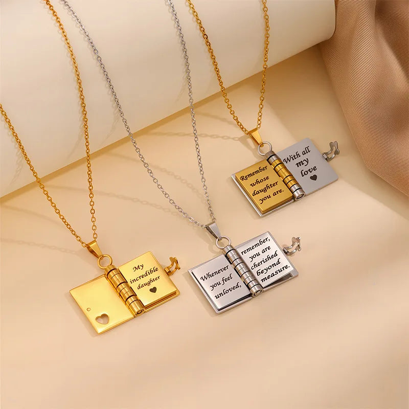 π Custom Engraved Book Locket Necklace β Personalized Photo Pendant