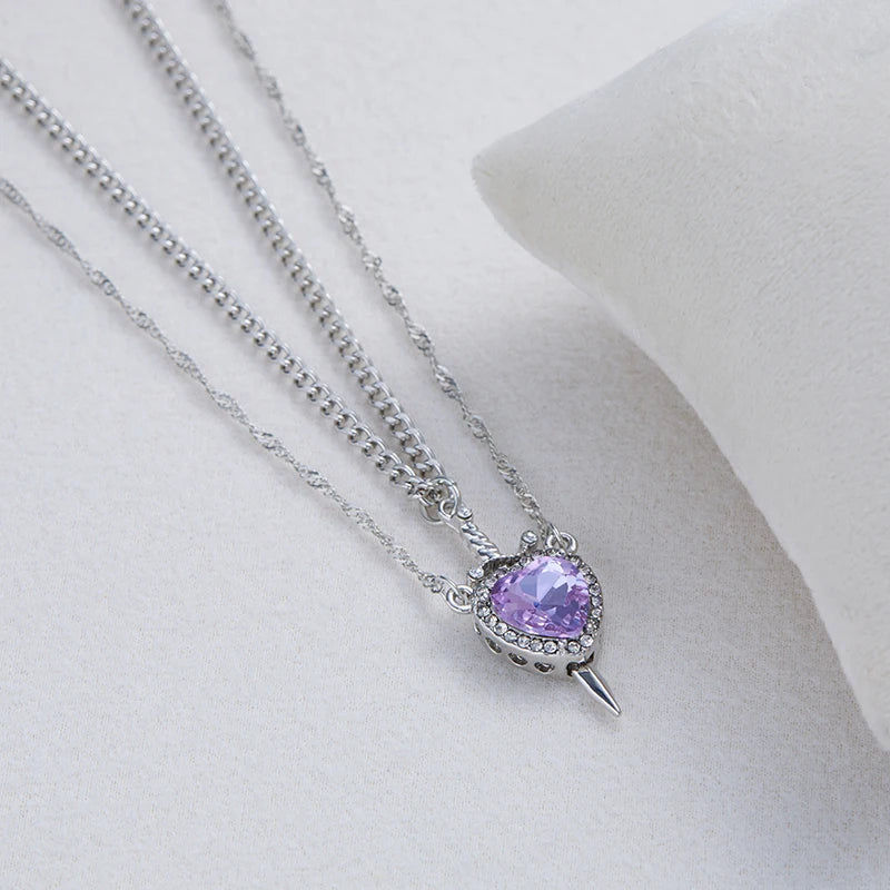 ❤️⚔️ Heart & Sword Couple Necklace – Matching Pendant Jewelry