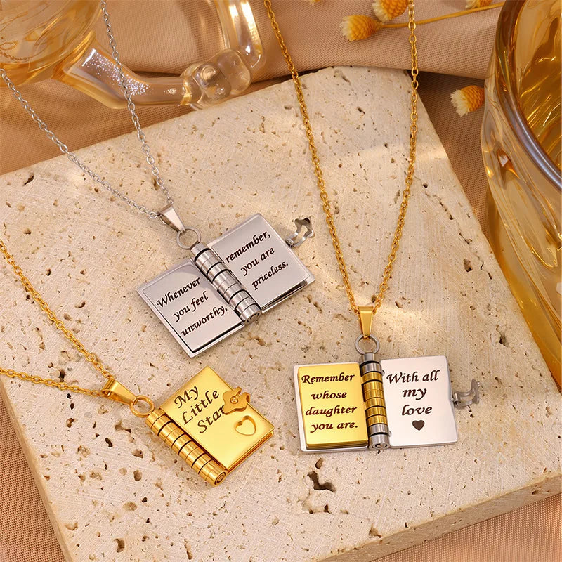 π Custom Engraved Book Locket Necklace β Personalized Photo Pendant