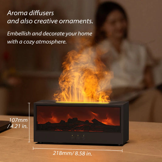 🔥 Fireplace Flame Essential Oil Diffuser – LED Humidifier with Remote