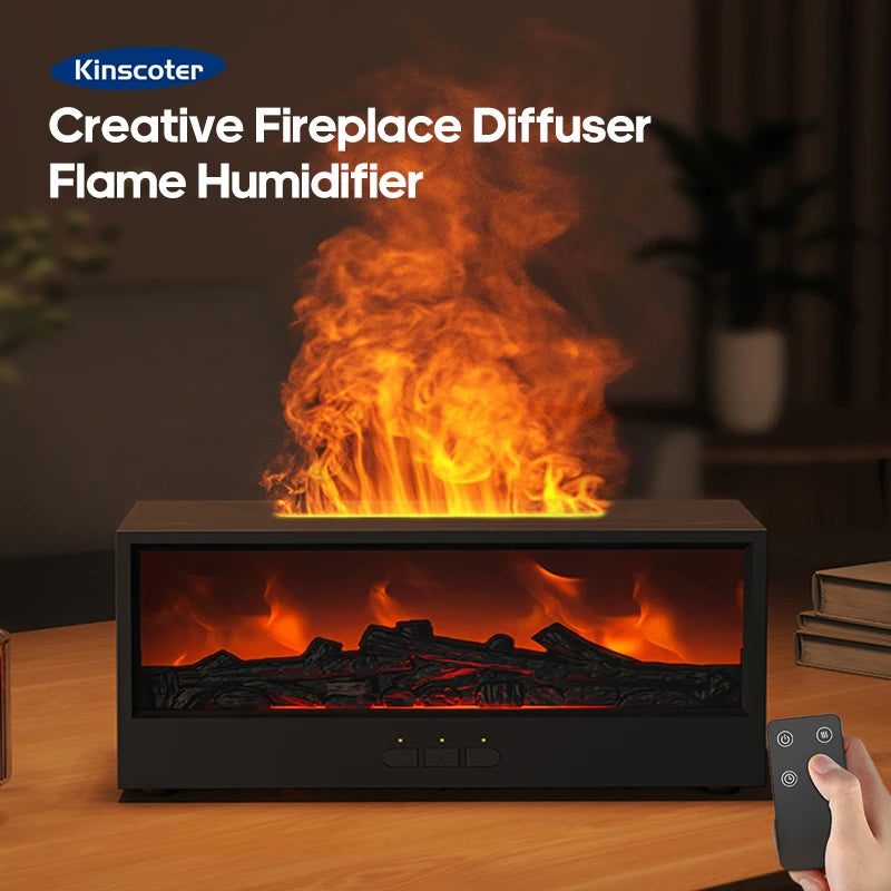 ๐ฅ Fireplace Flame Essential Oil Diffuser โ LED Humidifier with Remote