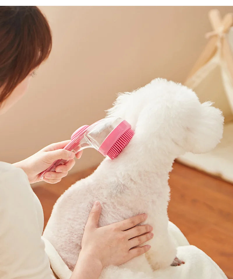 πΎ Long Handle Silicone Pet Bathing Brush β Gentle Grooming & Massage for Cats & Dogs