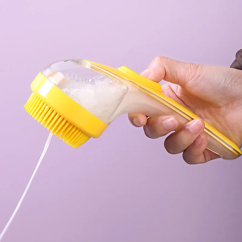 πΎ Long Handle Silicone Pet Bathing Brush β Gentle Grooming & Massage for Cats & Dogs