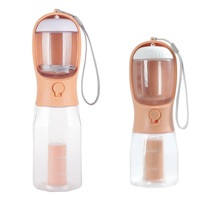 πΎ 3-in-1 Portable Pet Travel Bottle β Water, Food & Waste Bag Dispenser for Cats & Dogs