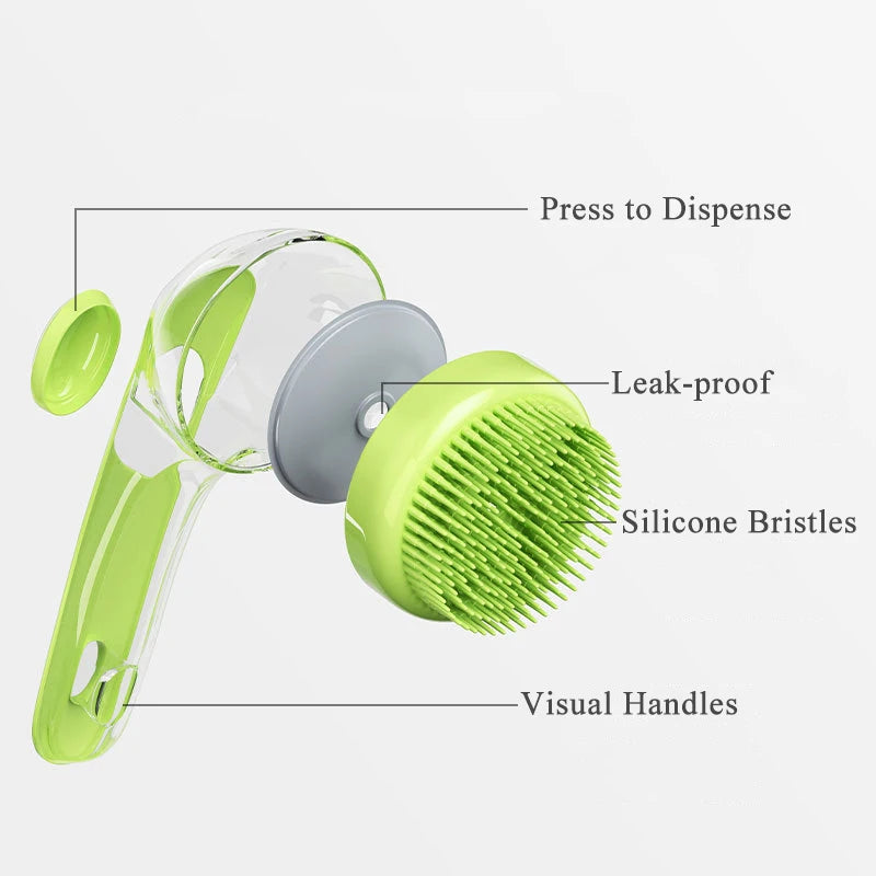 πΎ Long Handle Silicone Pet Bathing Brush β Gentle Grooming & Massage for Cats & Dogs