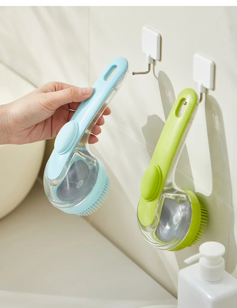 πΎ Long Handle Silicone Pet Bathing Brush β Gentle Grooming & Massage for Cats & Dogs