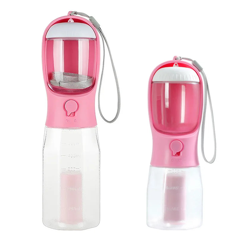 πΎ 3-in-1 Portable Pet Travel Bottle β Water, Food & Waste Bag Dispenser for Cats & Dogs
