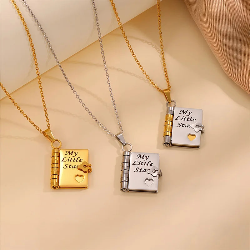 π Custom Engraved Book Locket Necklace β Personalized Photo Pendant
