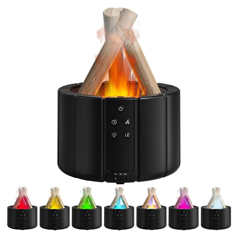 ๐ฅ Simulated Flame Aroma Diffuser โ Ultrasonic Campfire Humidifier with LED Lights & Remote