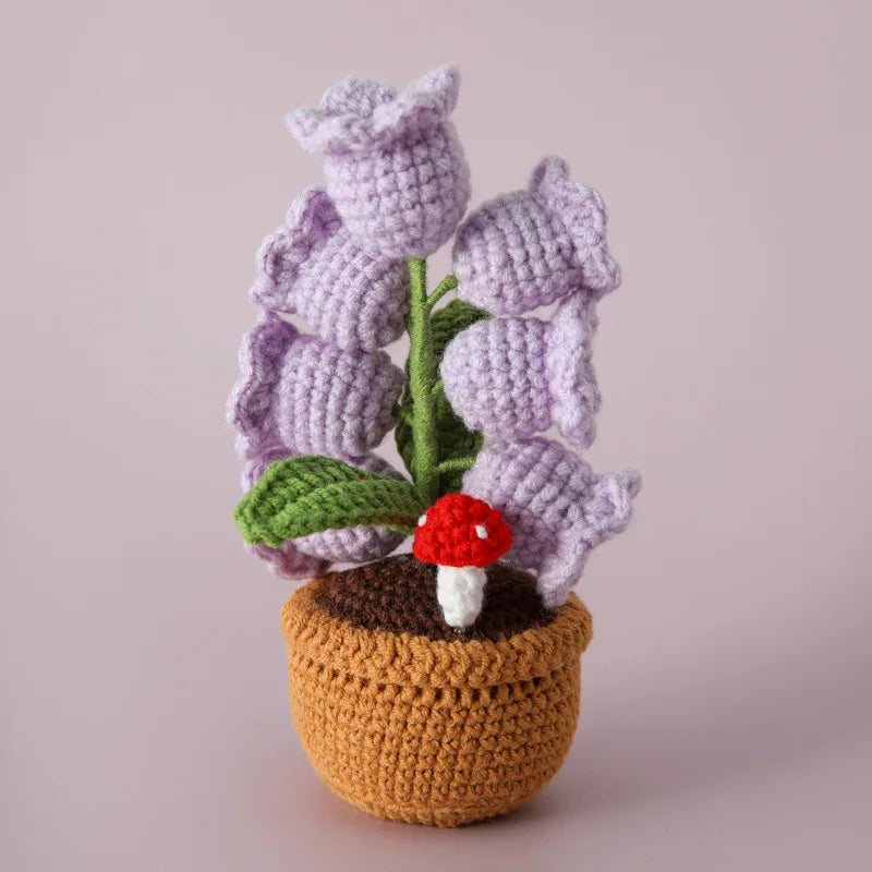 ✨ Handmade Crochet Lily of the Valley Light – Cozy Floral Glow with Mushroom Accent
