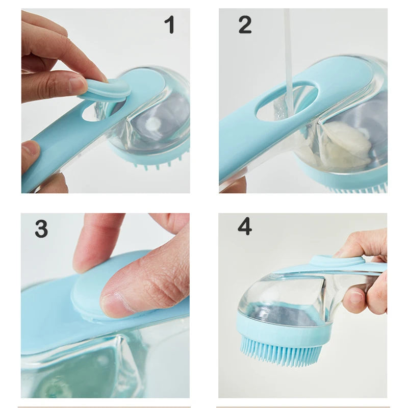 πΎ Long Handle Silicone Pet Bathing Brush β Gentle Grooming & Massage for Cats & Dogs