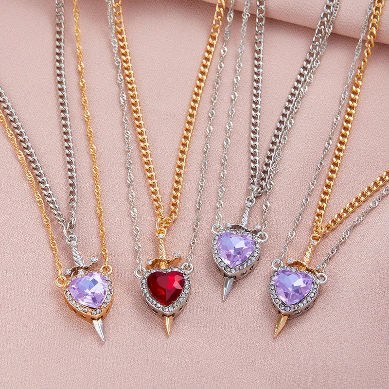 ❤️⚔️ Heart & Sword Couple Necklace – Matching Pendant Jewelry