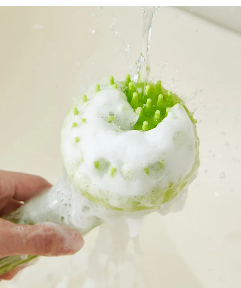 πΎ Long Handle Silicone Pet Bathing Brush β Gentle Grooming & Massage for Cats & Dogs