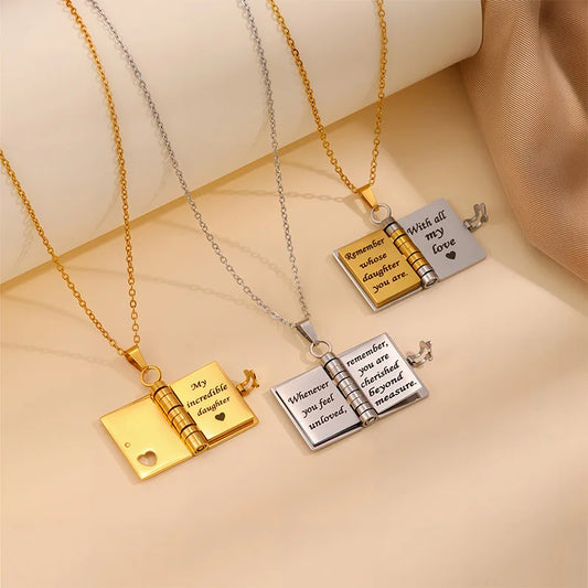 📖 Custom Engraved Book Locket Necklace – Personalized Photo Pendant