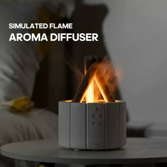 🔥 Simulated Flame Aroma Diffuser – Ultrasonic Campfire Humidifier with LED Lights & Remote