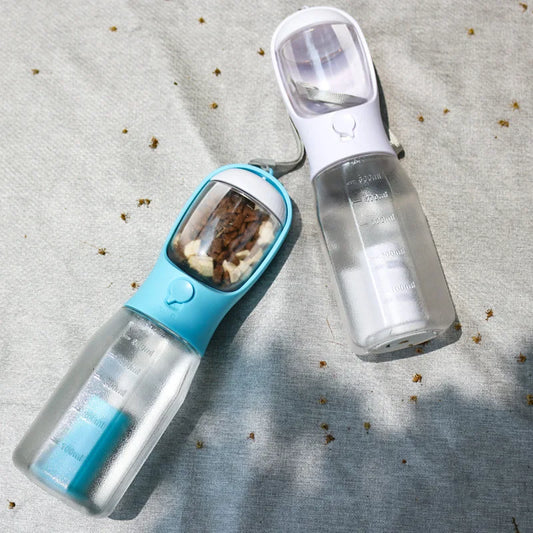 🐾 3-in-1 Portable Pet Travel Bottle – Water, Food & Waste Bag Dispenser for Cats & Dogs