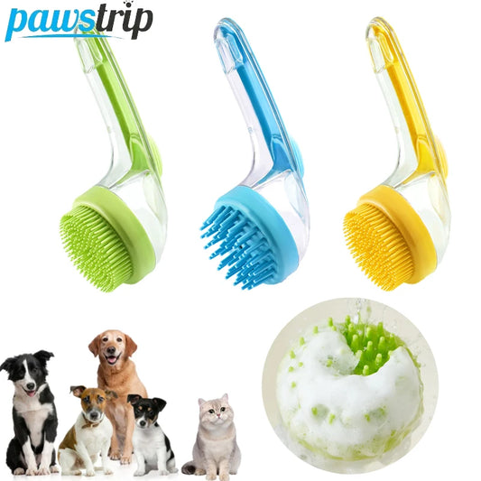 🐾 Long Handle Silicone Pet Bathing Brush – Gentle Grooming & Massage for Cats & Dogs